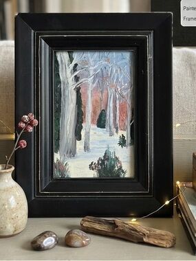 Winter Woodland Framed Wall Art - Black Frame, Multicolor Landscape